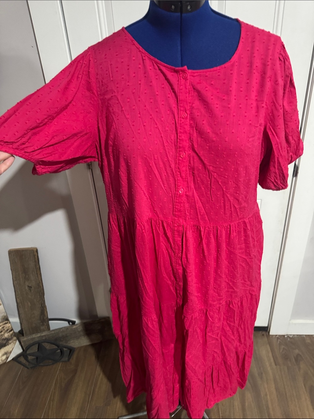 Old Navy Hot Pink Button-Front Midi Dress